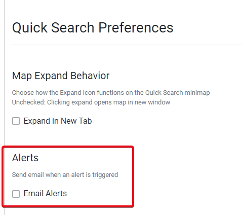 Email Alerts Preference